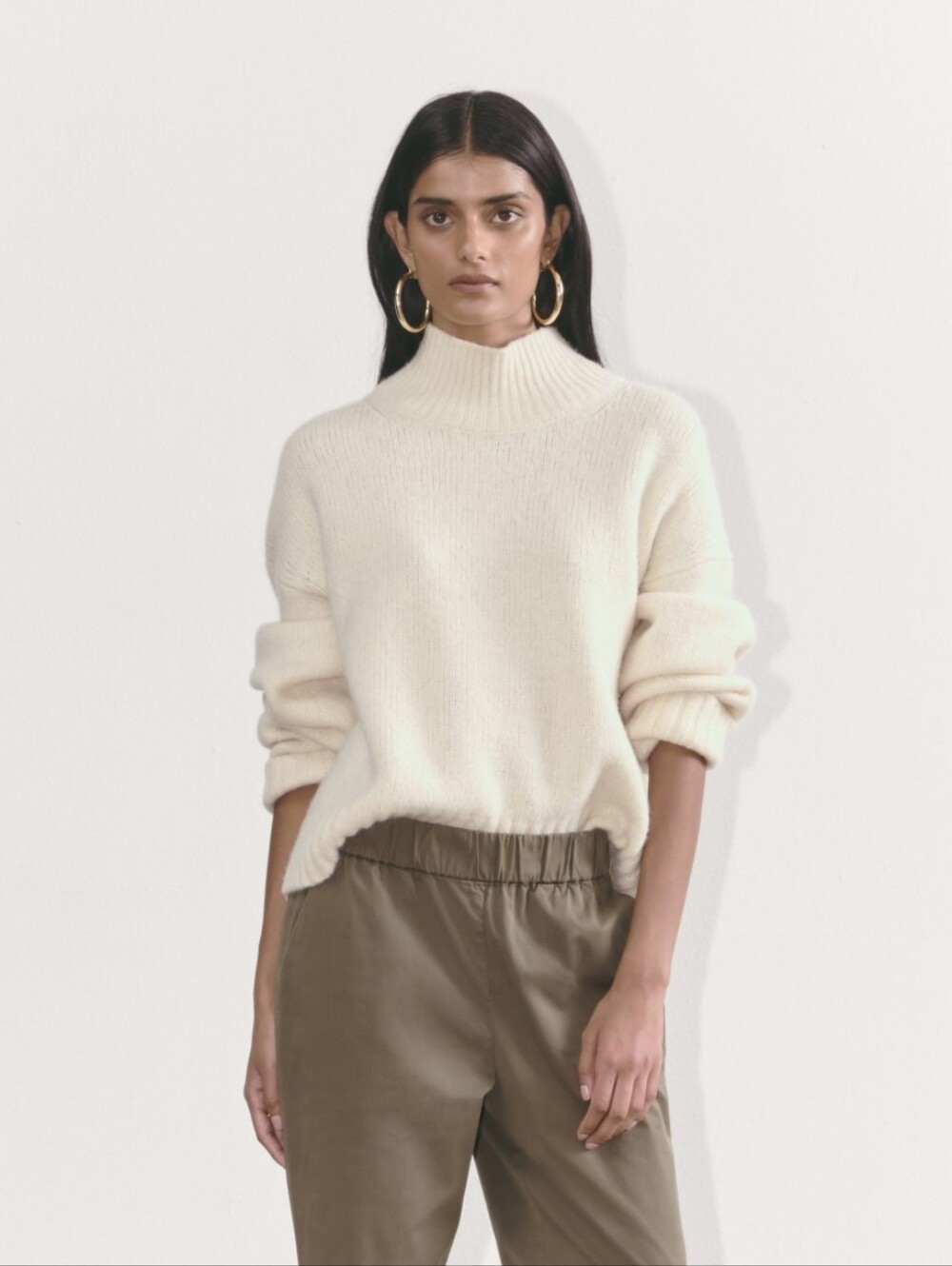 Everlane The Cloud Oversized Turtleneck Merino Wool Alpaca Sweater Ivory S